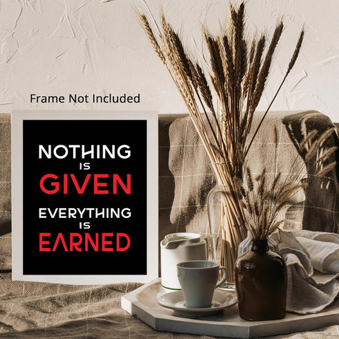 Posterizer 1 pcs-nothing is given, everything is earned-Workplace & Office Art-Men's Art Collection-Gift for Entrepreneurs-decor for office wall- ...